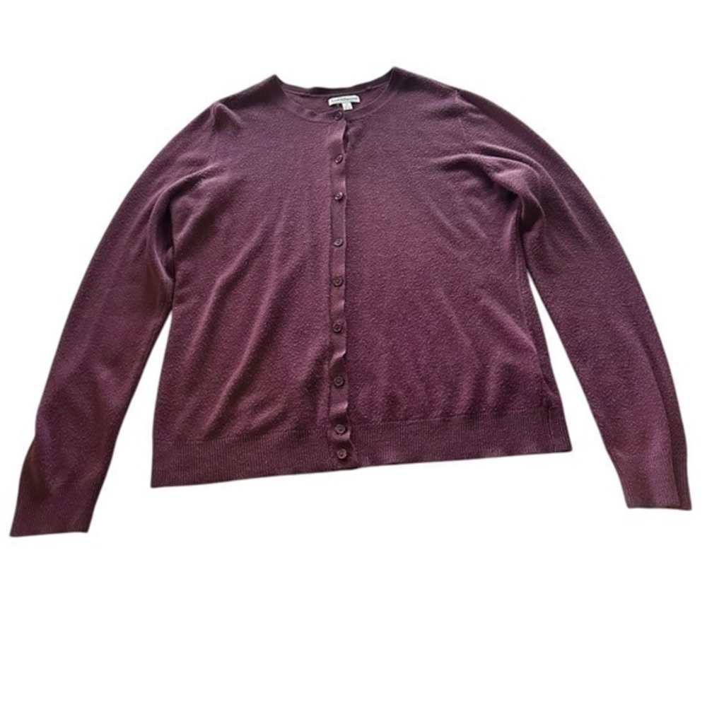 Croft & Barrow Button Up Sweater Cardian - Womens Size Medium - Eggplant
